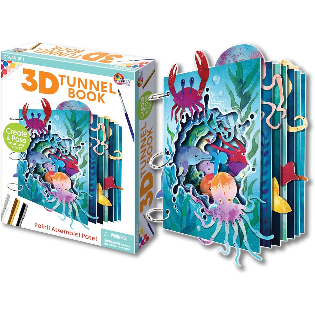 3D Tunnel Book: Space - Make Your Own Book, Arts & Crafts Kit. 8" x 11.5". Great Gift. Ages 9-99. (Ocean)