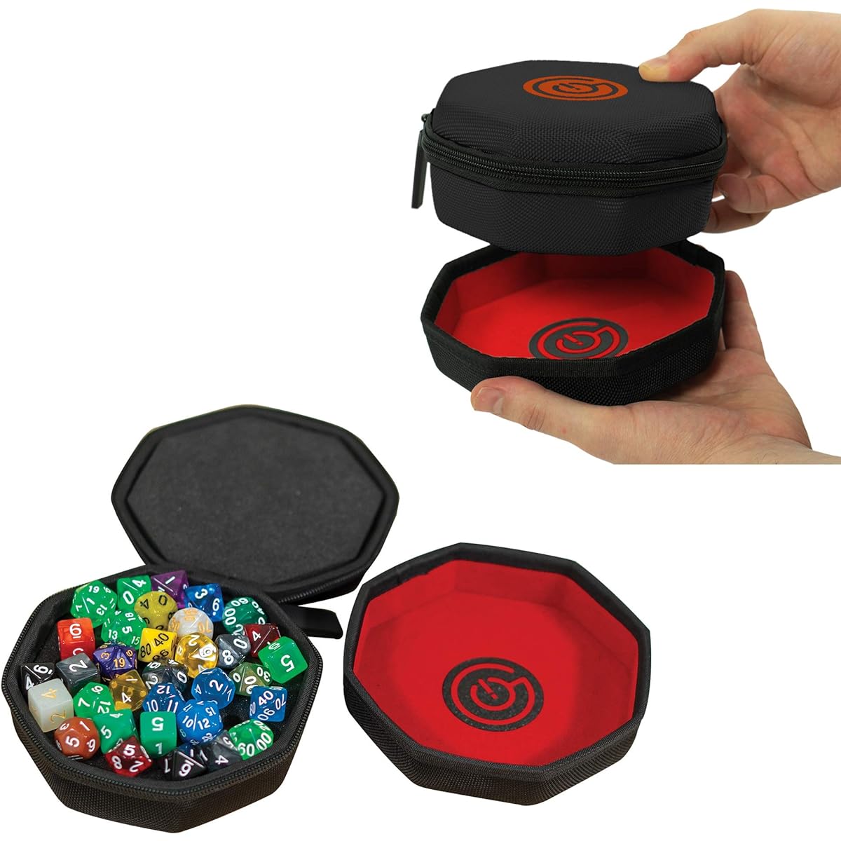 GeekOn Protective Dice Case with Foam Pad and Nesting Felt Dice Trays for Board Games and RPGs - Holds up to 75 Dice! (Black)