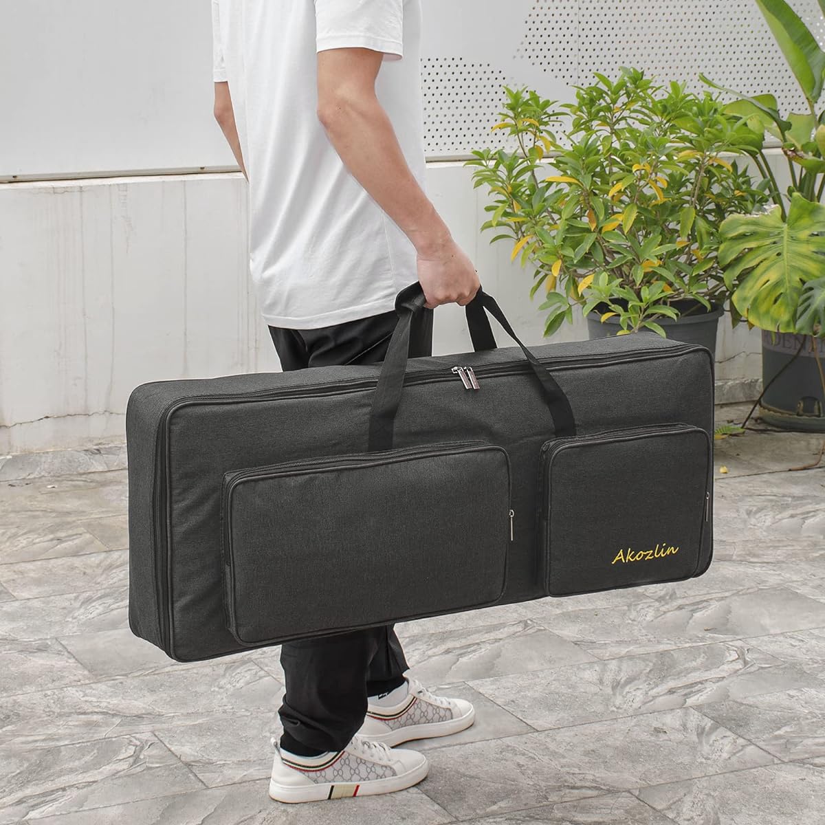 AKOZLIN 49 Key Keyboard Bag Portable Padded Keyboard Case 36.6" x 14.2" x 4.8" Electric Piano Keyboard Gig Bag Also Compatible with 54 Note Keyboard (Black)