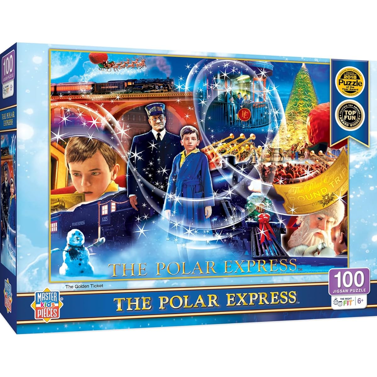 MasterPieces 100 Piece Christmas Jigsaw Puzzle for Kids Polar Express Golden Ticket 14"x19"