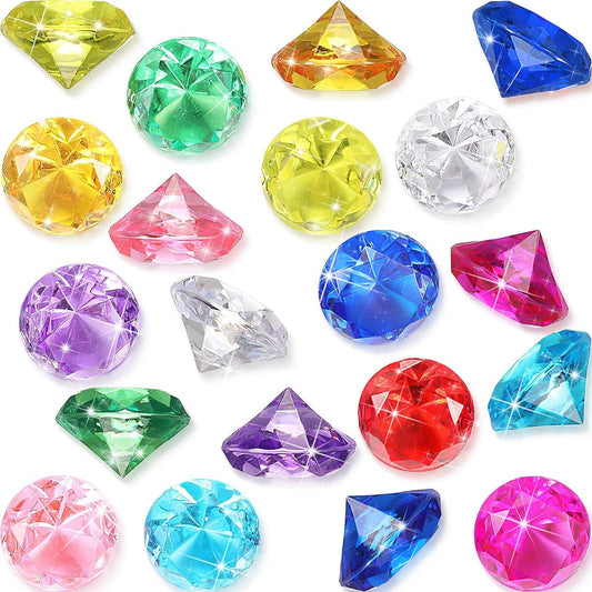 16 Pieces Diving Gemstone Pool Toys Large Acrylic Big Diamond Gems Pirate Treasure Chest Summer Underwater Swimming Toys Birthday Swim Pool Party Favors (Classic Style)