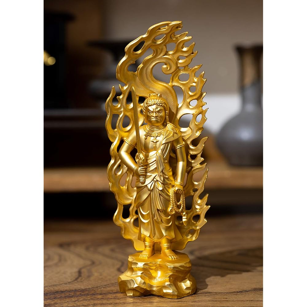 Buddha statue Fudo Myoo 15.5cm (gold plated/24K gold) Buddhist sculptor: Hideun Makita Original model _ (born in the year of the Rooster) Zodiac guardian principal image Zodiac Takaoka copperware (Fudo Myouou)