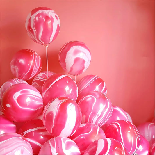30pcs Red Tie Dye Balloons 12 Inch Agate Marble Latex Swirl Balloons Tie Dye Birthday Party Supplies Candyland Bachelorette Fun Hippie Party Decorations