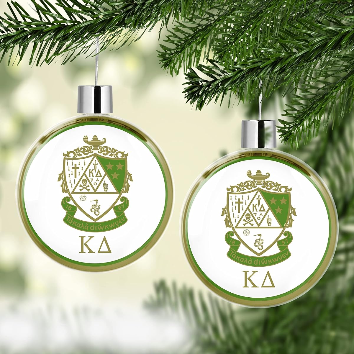 Kappa Delta Sorority Round Flat Christmas Tree Ornaments Tree Party Home Holiday Decorations (Kappa Delta 5)