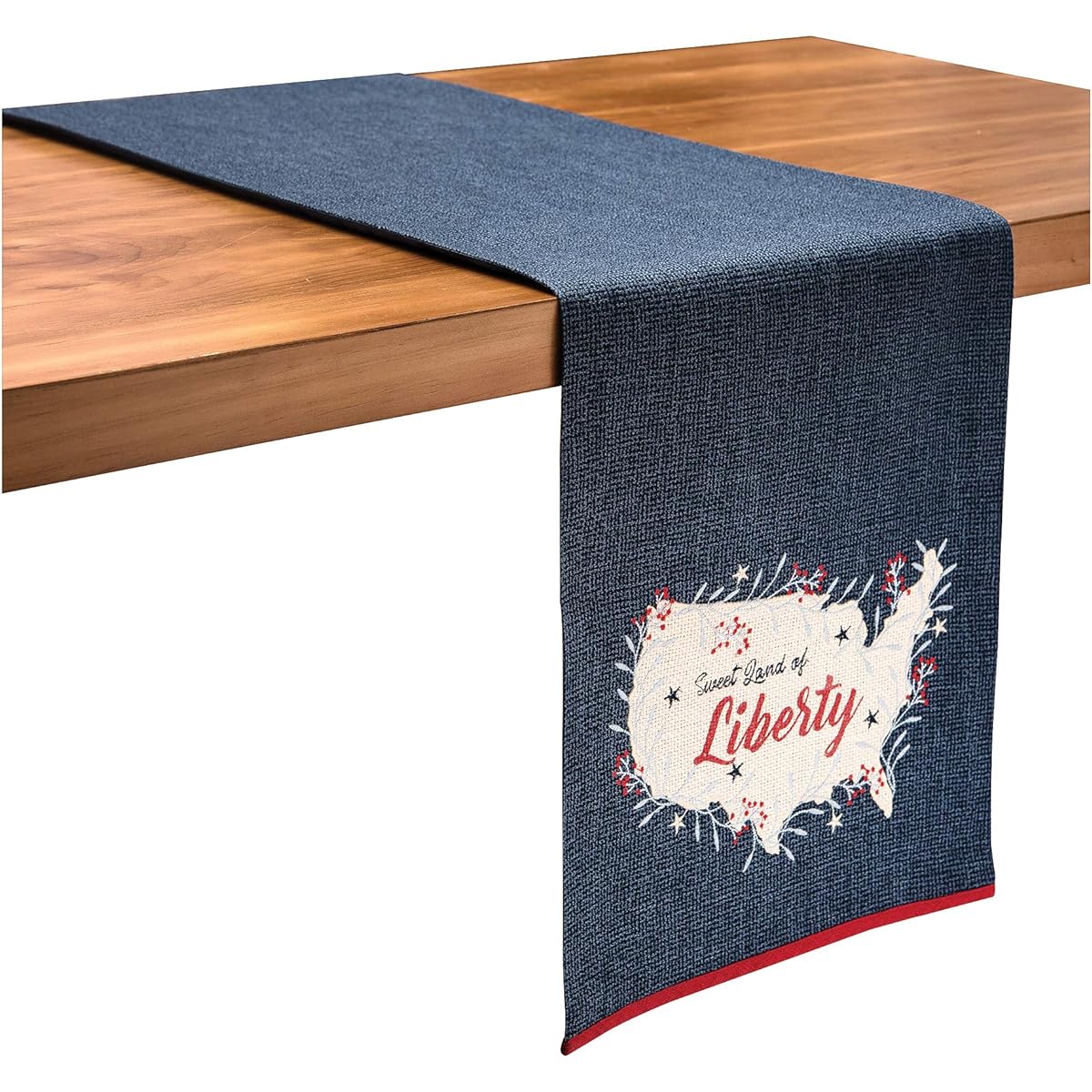 C&F Home Liberty Table Runner Blue Cotton 4th of July 13" x 72" Machine Washable Table Linen USA Independence Day Patriotic Americana 13" x 72" Blue