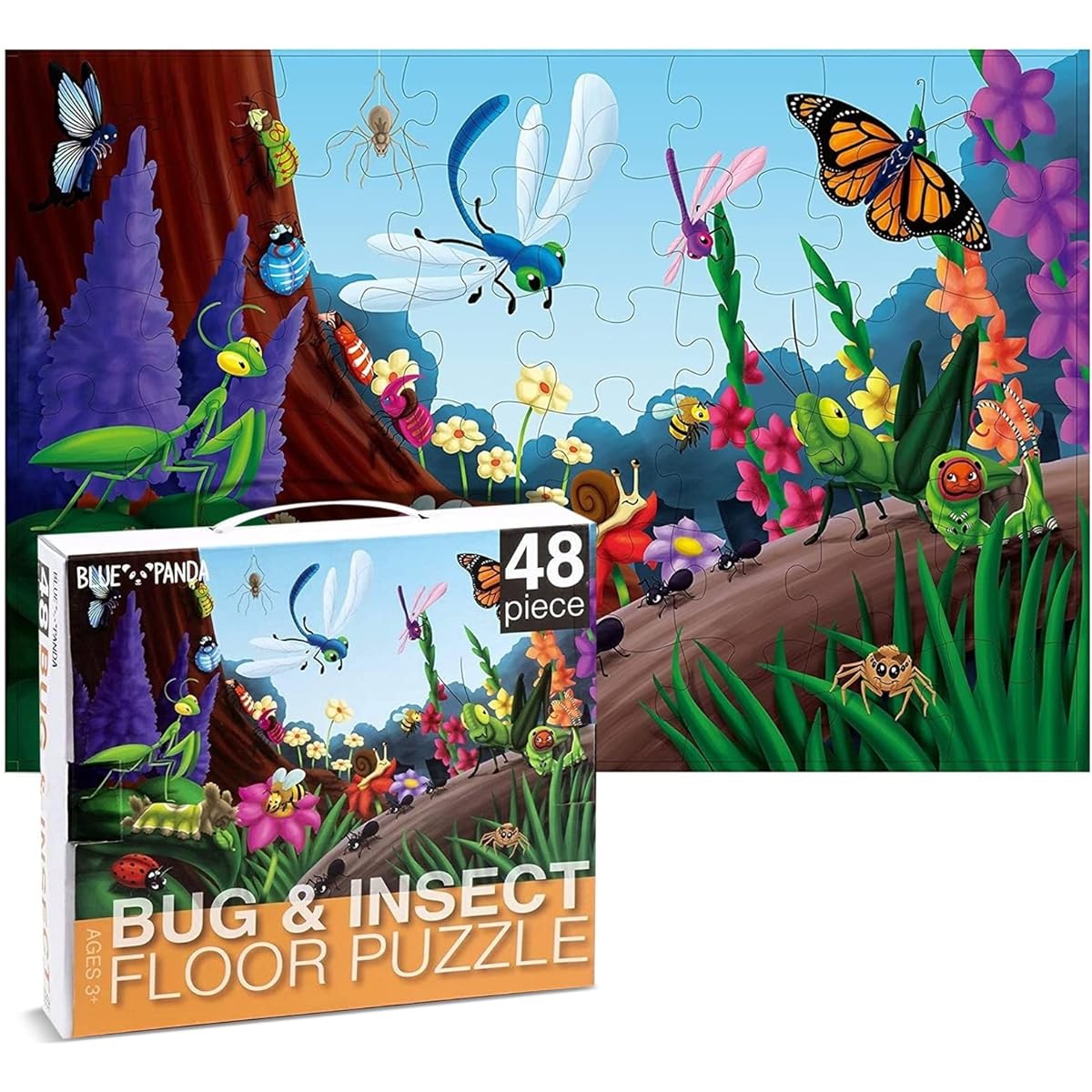 Floor Puzzles - 48 Piece Giant Floor Puzzle, Bugs and Insects Jumbo Preschool Jigsaw Puzzles, Toy Puzzles for Kids Ages 3-5. x 0.9m