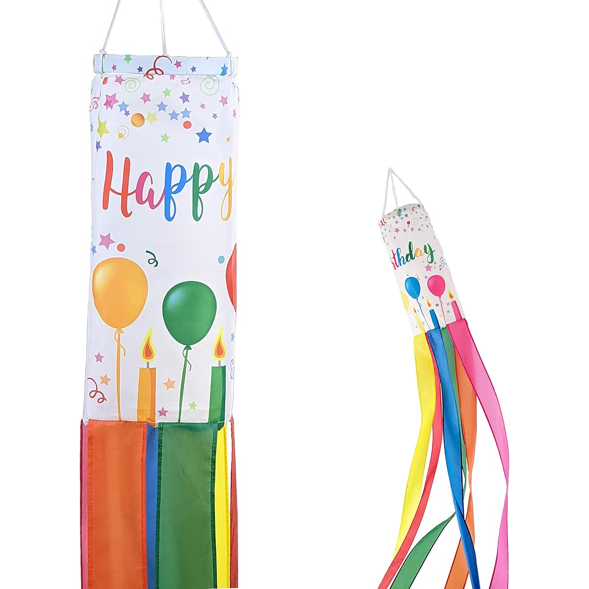 Madrona Brands Happy Birthday Wind Socks - Durable Outdoor Hanging Decorations for Yard, Patio, Deck, Home and More, 48"