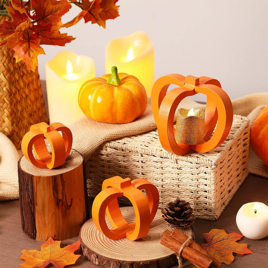 3 Sets Thanksgiving Pumpkin Decoration Fall Tiered Tray Decor Wooden Apple Pumpkin Table Sign 3D Farmhouse Thanksgiving Decoration Wooden Apple Pumpkin Decoration Fall Table Centerpiece Sign (Pumpkin Shape)