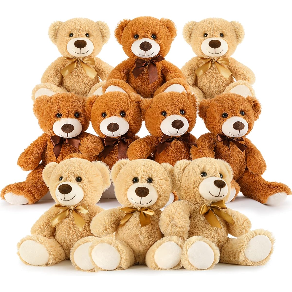 Toys Studio 3 Pack Teddy Bear - 3 Colors Cute Stuffed Animals with Bow Ties Plush Toys, 25.4cm