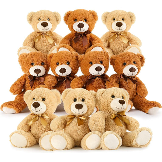 Toys Studio 3 Pack Teddy Bear - 3 Colors Cute Stuffed Animals with Bow Ties Plush Toys, 25.4cm