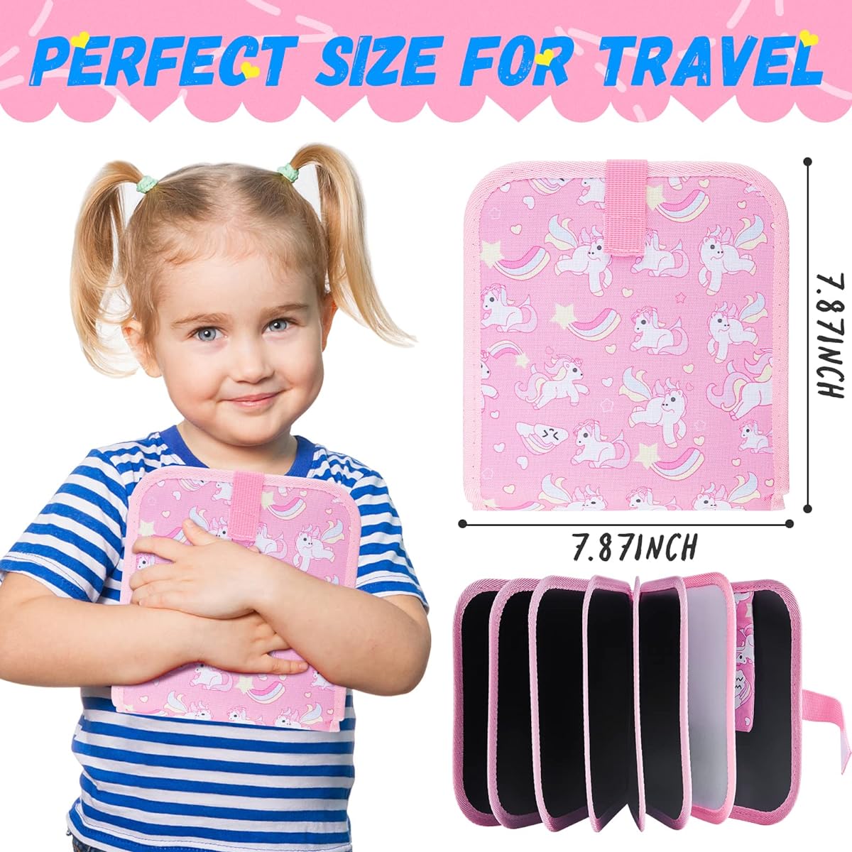 Reusable Erasable Doodle Book Set with Markers & Stencils Kids Toddler Birthday Unicorn Gift for Girls Ages 2-4