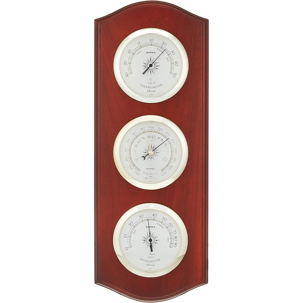 Empex Weather Meter Temperature and Hygrometer Weather Guide Weather Meter for Wall Hanging Made in Japan Brown BM-716 42.5x16x4cm