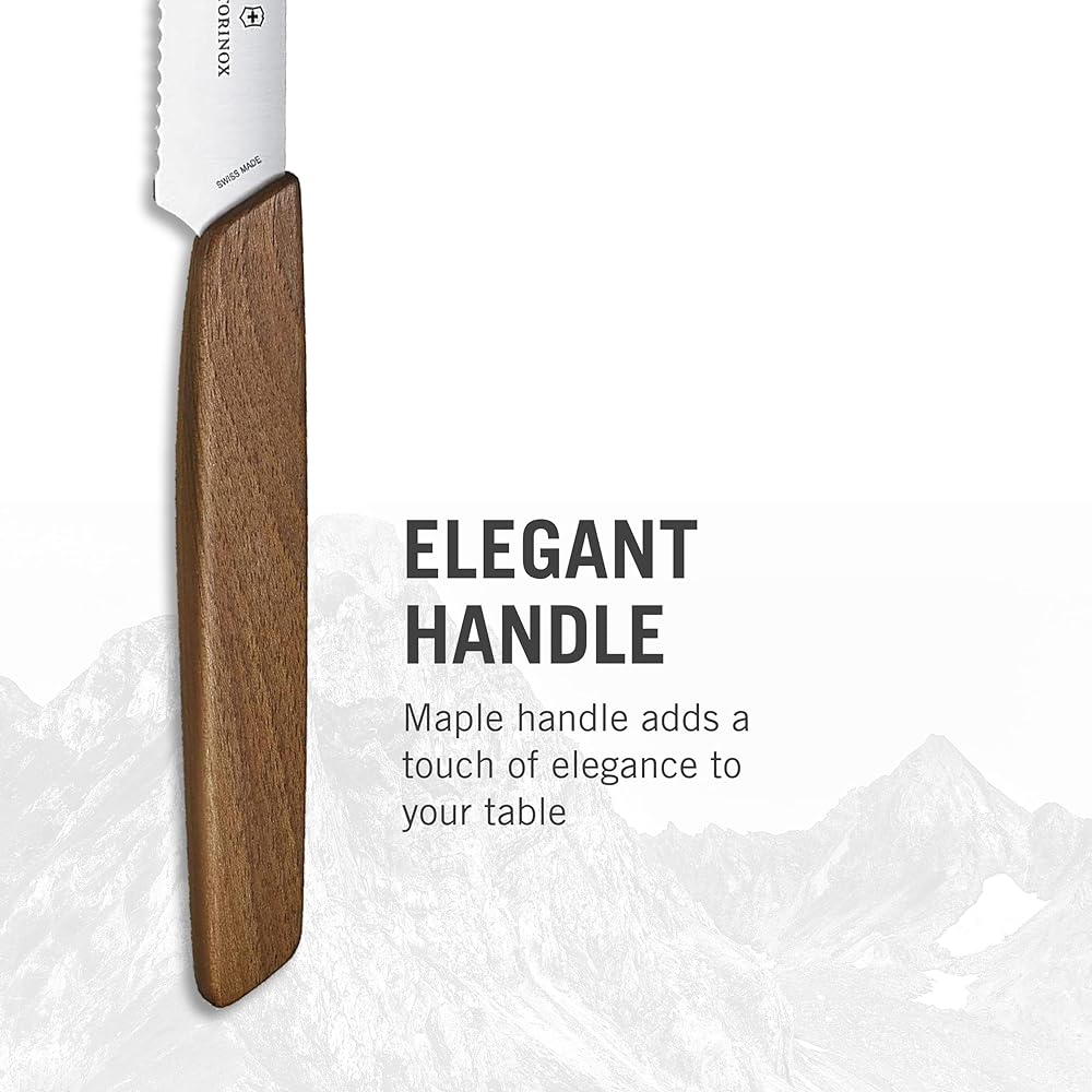 VICTORINOX Petty Knife Steak Knife Wave Blade 12cm Wood Set of 2 6.9000.12WG