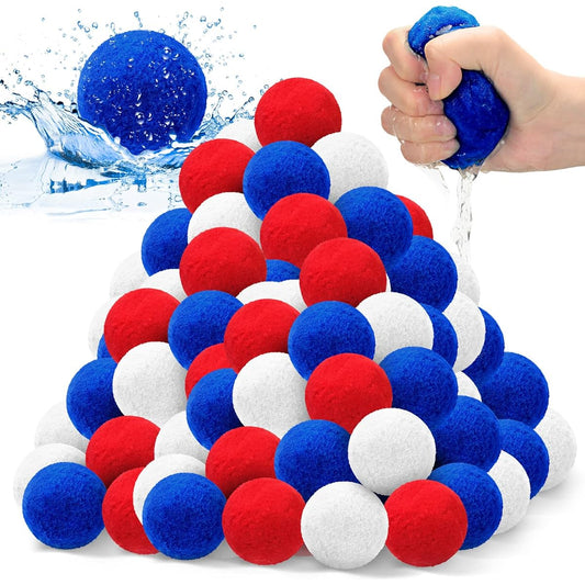 60pcs Water Balls Reusable Cotton Balloons Highly Absorbent Splash Soaker Bomb Balls Summer Toys Kids Outdoor Indoor Pool Beach Ball Activity