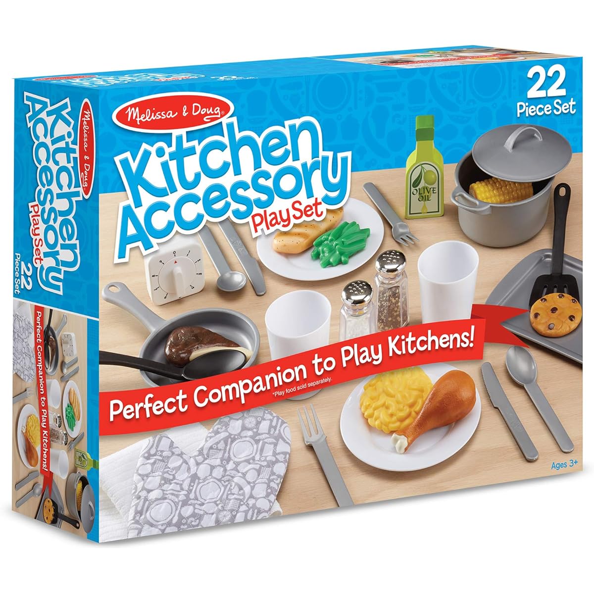 Melissa & Doug 22-Piece Reclaimed Kitchen Accessories Set - Utensils, Pots, Pans, and More
