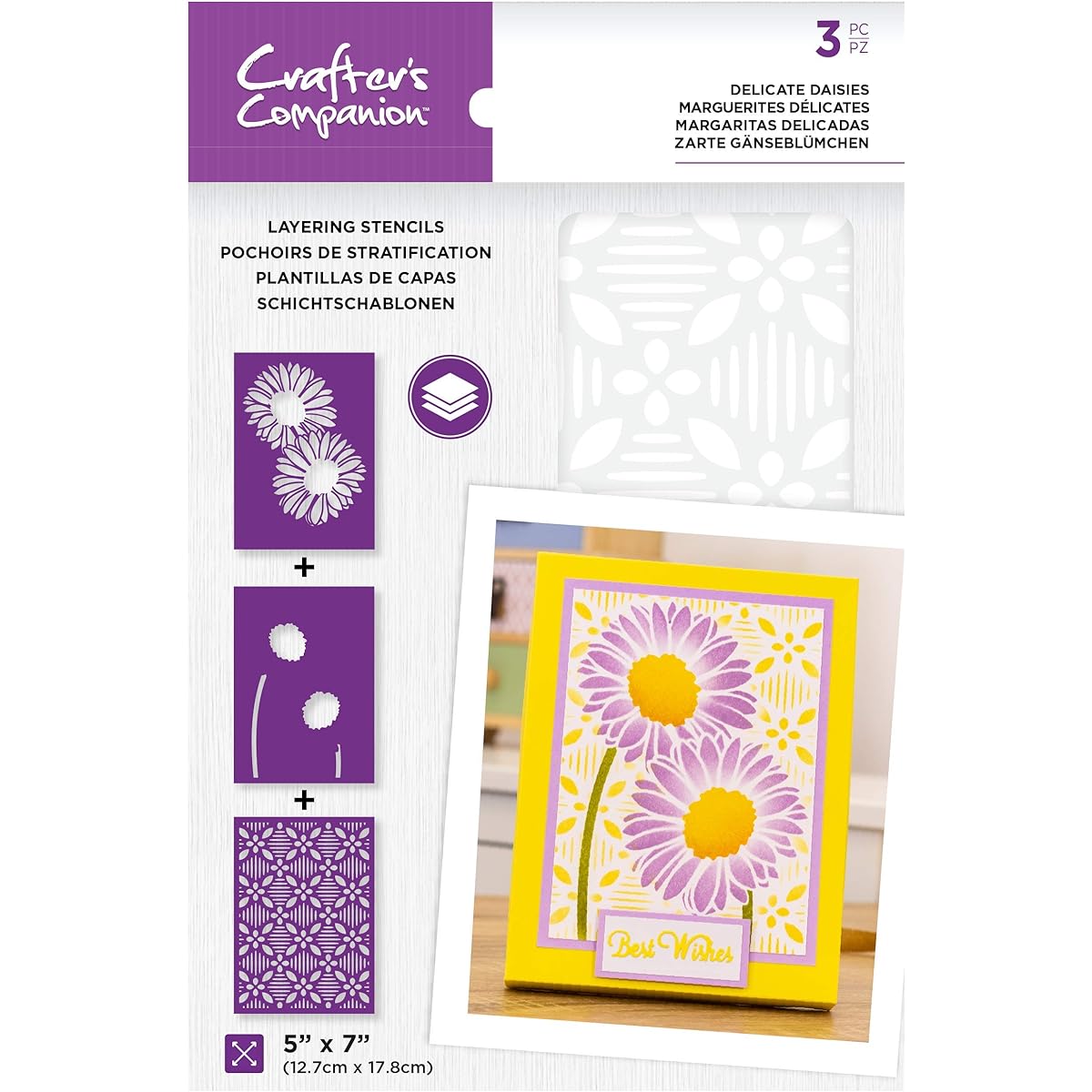 Crafter's Companion 5" x 7" Layered Floral Stencil - Delicate Daisy