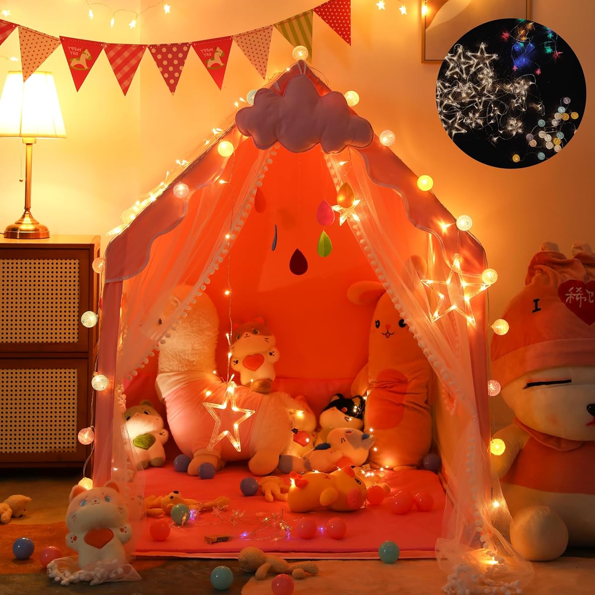 rs Present Secret Base Castle House Kids Tent Birthday/Children's Day/Baby Gift/Entrance Gift Gift Outdoor/Outdoor Indoor Play Equipment Educational Toys Play House Admission Celebration [Japanese assembly instructions included] (pink (with decorations))