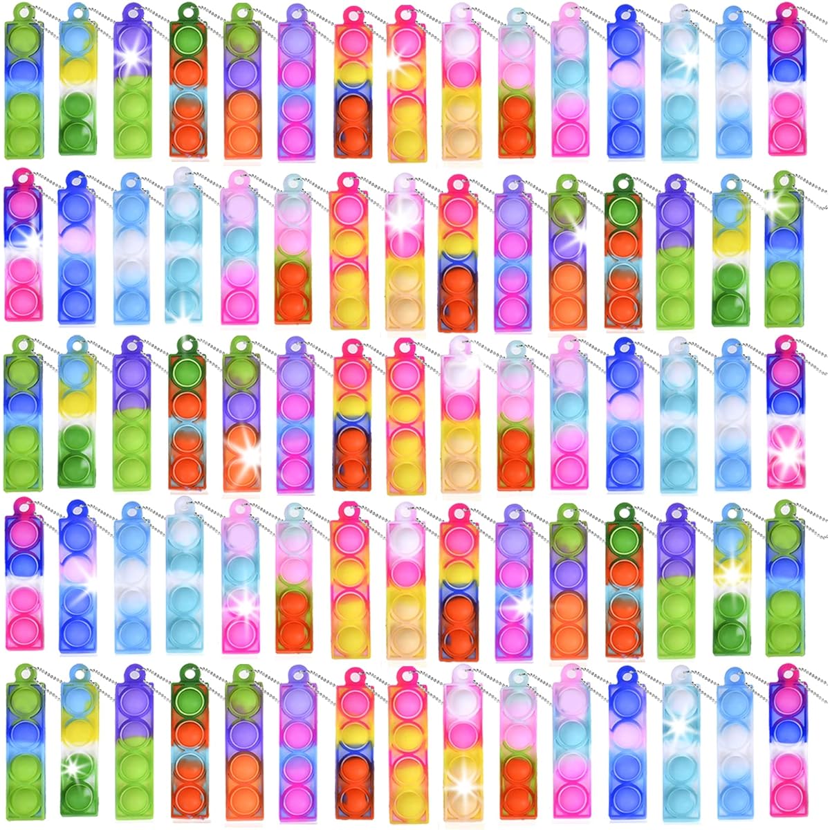 75pcs Mini Pop Fidget Keychain Toys, Easter Basket Stuffers, Mini Pop Bulk Party Favors for Kids, 3-5 4-8 Push Pop Bubble Sensory Toys Party Bag Fillers, Pop Anxiety Relief Toys for Kids Adults