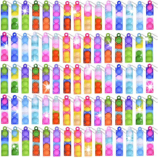 75pcs Mini Pop Fidget Keychain Toys, Easter Basket Stuffers, Mini Pop Bulk Party Favors for Kids, 3-5 4-8 Push Pop Bubble Sensory Toys Party Bag Fillers, Pop Anxiety Relief Toys for Kids Adults