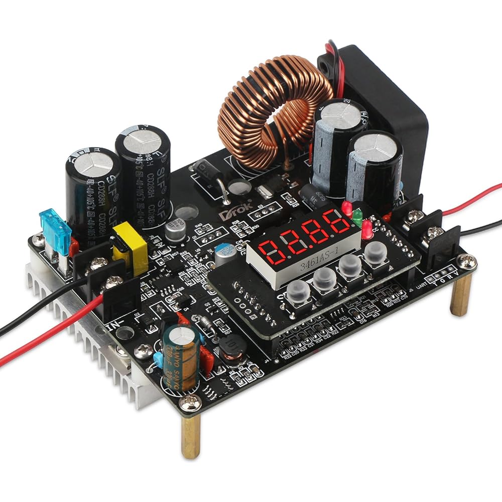 DROK Step-Down Transformer DC-DC Step-Down Converter 10-65V~0-60V 12A 720W Maximum Input 15A Input Fused Digital Control Voltage Regulator Voltage Current Capacity Time Meter Power Supply Module Constant Voltage/Current