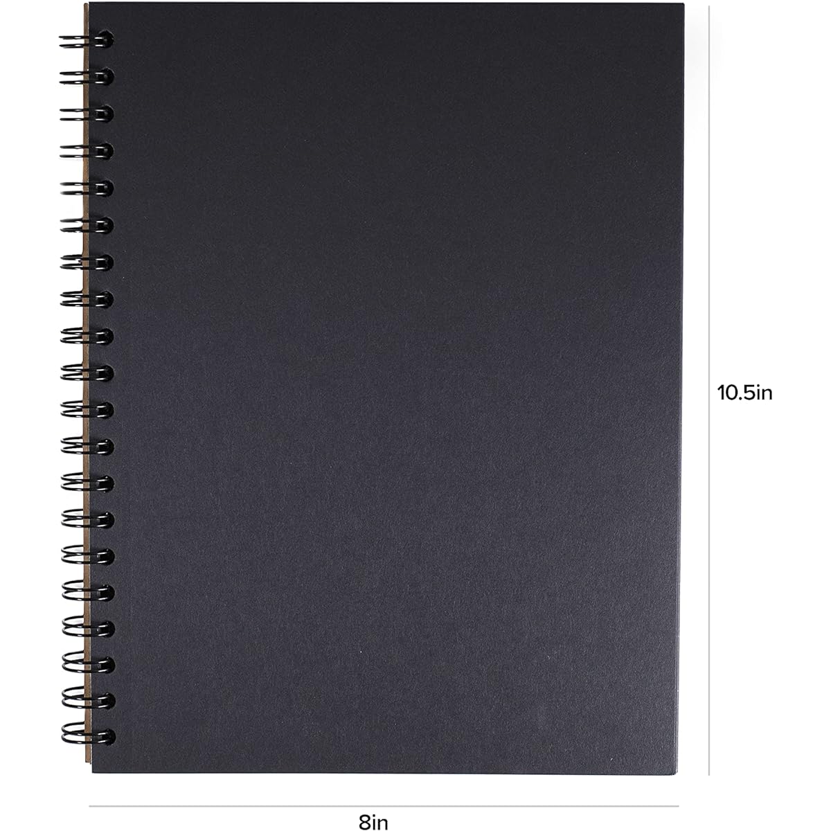 Unlined Blackout Notebook 8 x 10.5 Inch Spiral Bound Black Paper Journal 55 Sheets Recycled & Sustainable Tonal Sketchbook for Visual Note Taking Set of 2