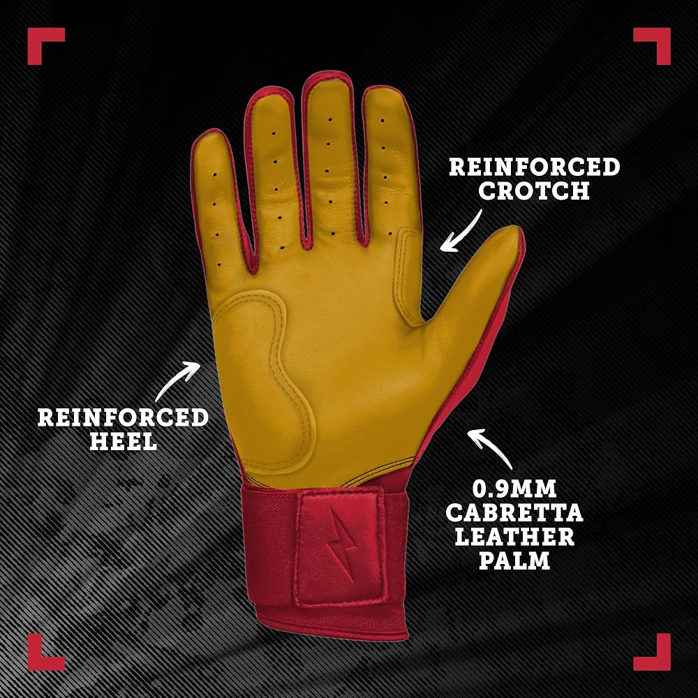 BRUCE BOLT Original Series Long Cuff Batting Gloves - Multiple Colors - Adult & Youth Sizes