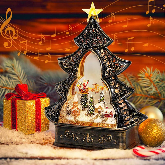 Tabletop Christmas Tree Style Water Ball: 12" Light Up Small Christmas Tree Water Lamp with Music USB or Batteries (Not Included) Operated LED Tree Lamp for Indoor or Outdoor Decoration