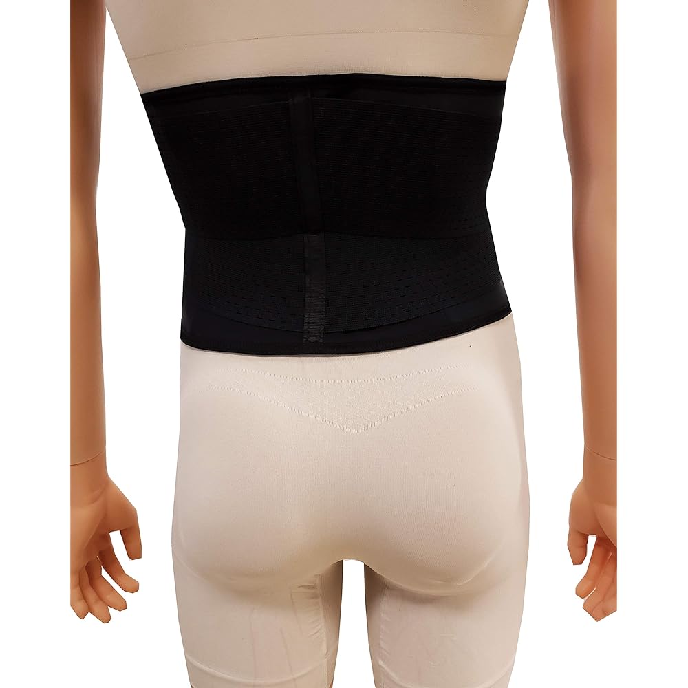 Tecnomed Waist Training Belt Corset Body Shaper Belly Band Shaping Weight Loss Compression Band for Weight Loss/Training/Fitness L Black
