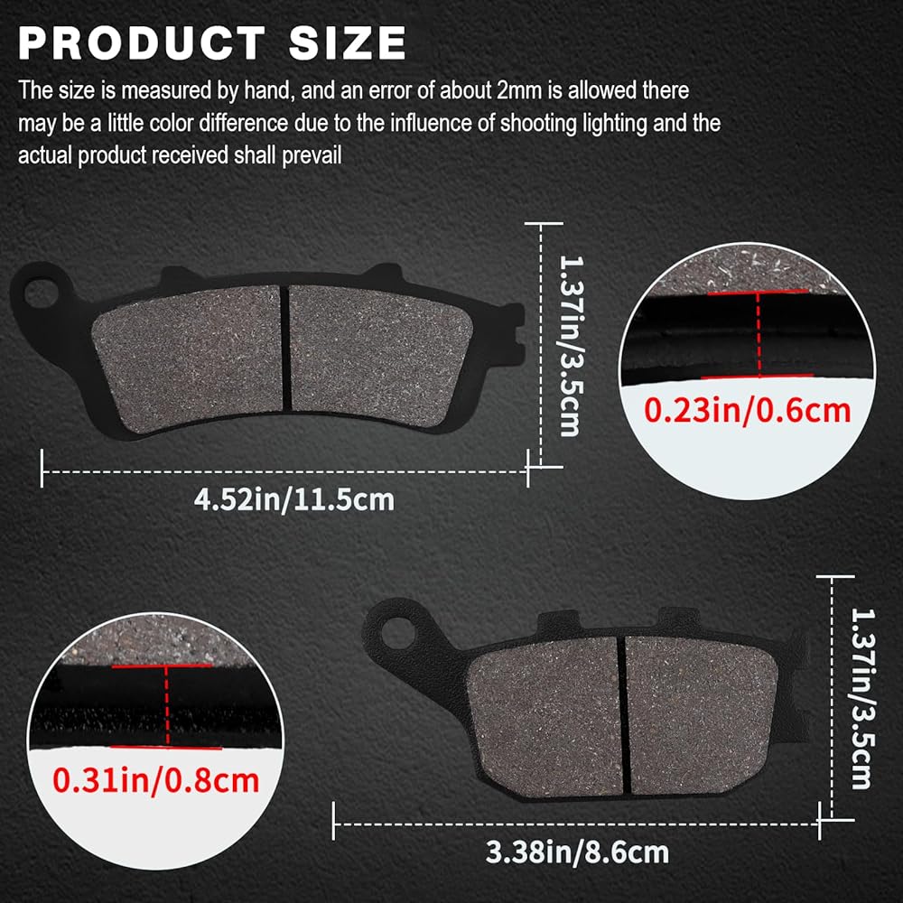 SOLLON Front & Rear Brake Pads for Kawasaki EN650 EN 650 Vulcan S 2015 2016 2017 2018 2019 2020