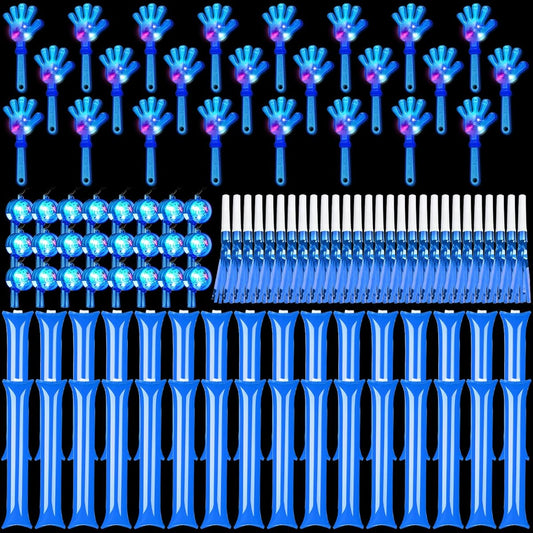 96 Pieces Pump Supplies Light Up LED Hand Clapper and Thunder Rod Foil Blown Dragon LED Light Up Whistle Birthday Party Light Up Gift for Sports Competition Cheer (Blue)