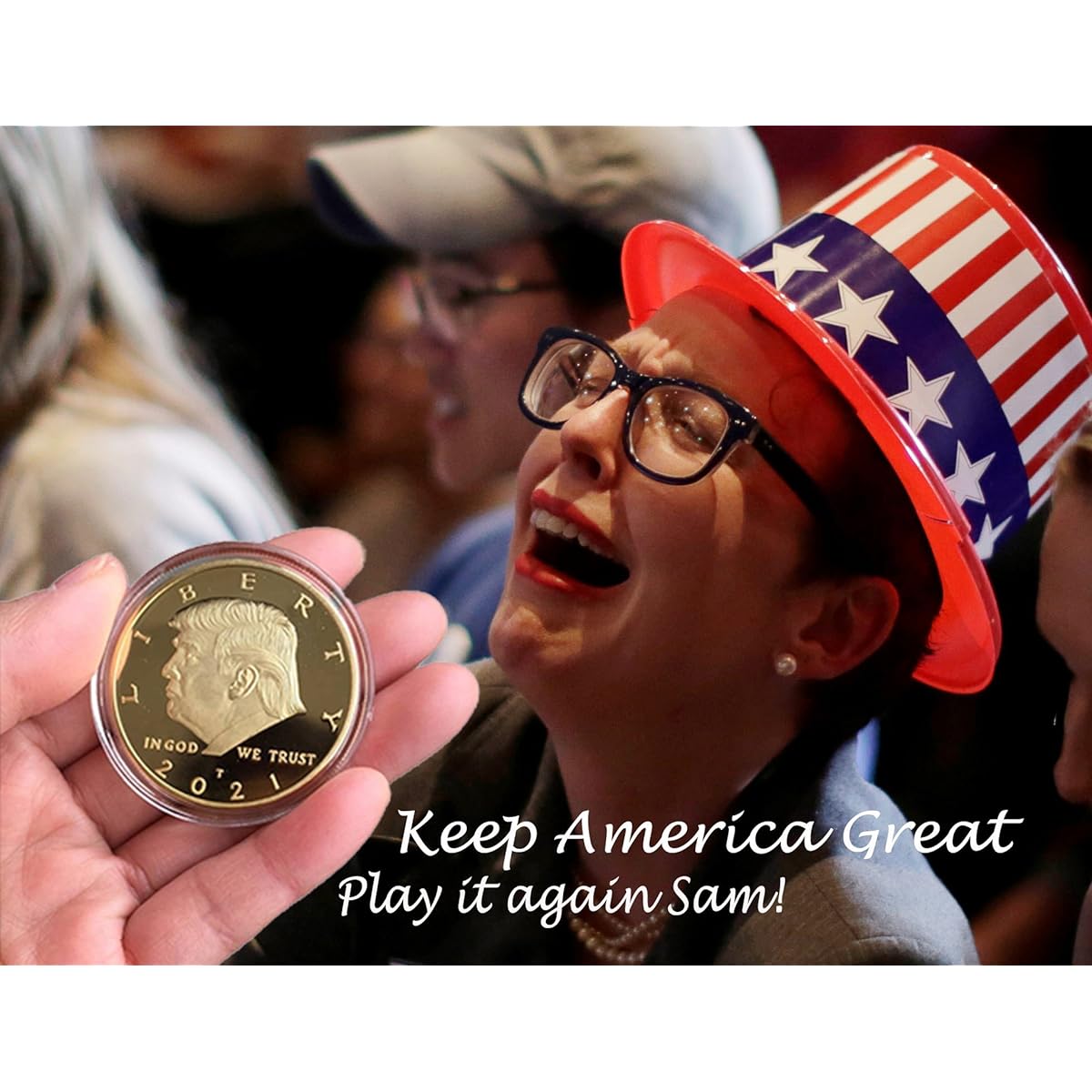 Donald Trump Replica Gold Piece 45th Presidential Edition 24 Karat Gold Plated Coin Gift Box Certificate of Authenticity Display Case and Stand (2021 Gift Box)
