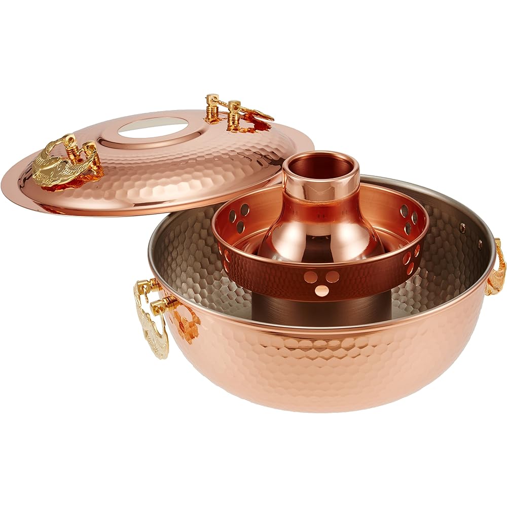 Shinko Metal Pure Copper Hammered Shabu Shabu Pot 26cm