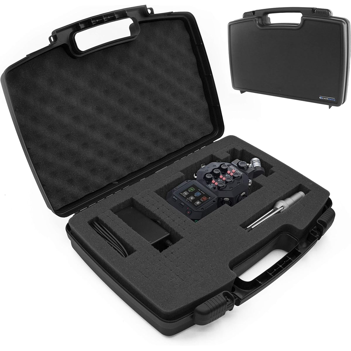 CASEMATIX Travel Case Compatible with Zoom R4 MultiTrak 32-bit Float Recorder or Zoom H8 Handy Recorder - Hard Shell Carrier for Audio Recorders and Accessories with Customizable Foam Case Only