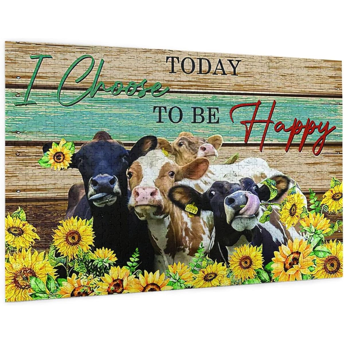 Inspirational Jigsaw Puzzle 300 Piece Wooden Puzzle for Adults God Says You are Retro Sunflower and Cow Animal for Family Gathering Activities Home Decoration(Cow Sunflower 2, 1000 Pieces)