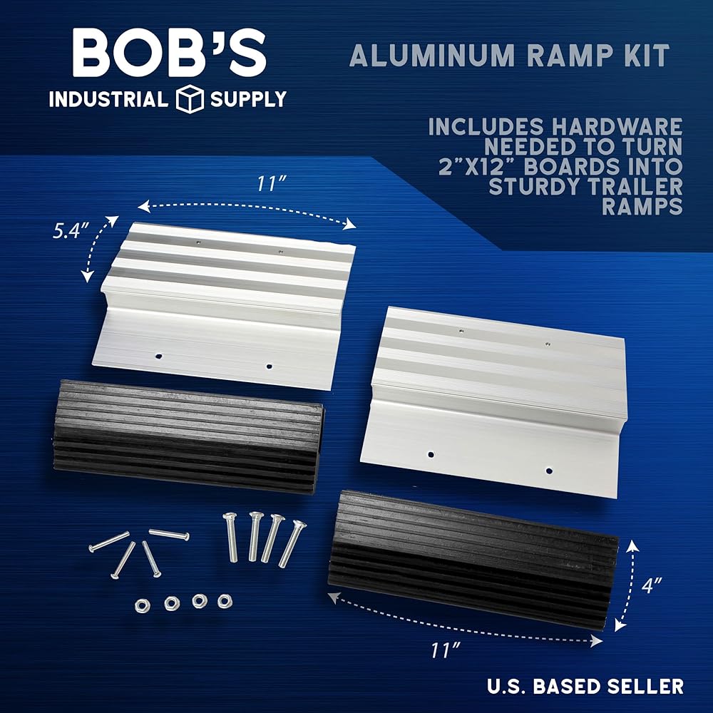 BISupply Aluminum Ramp Kit – 12in Truck Ramp Brackets and Rubber Feet, Tailgate Ramp Kit Ramp Plate Kit