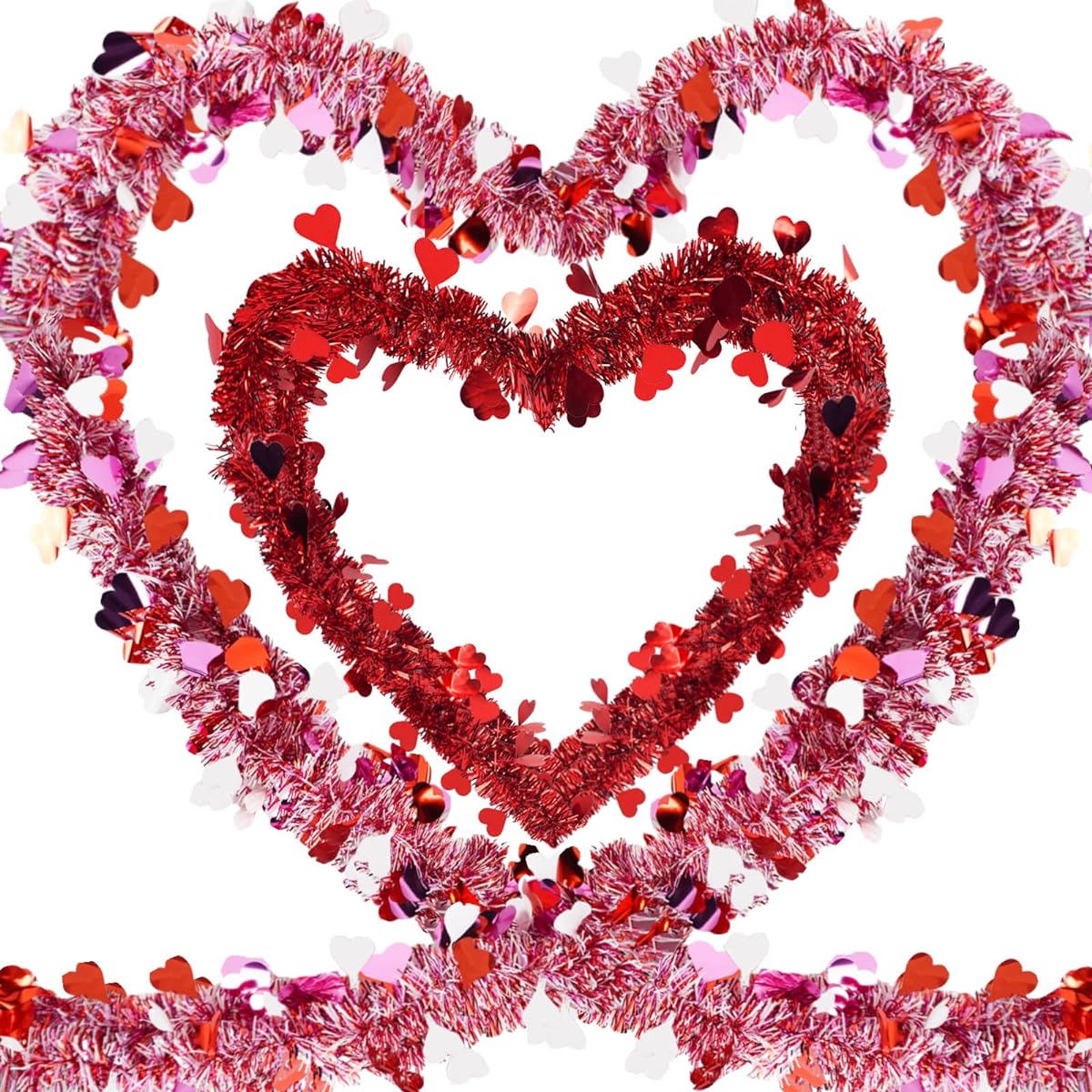Valentine's Day Decoration Red Heart Tinsel Garland