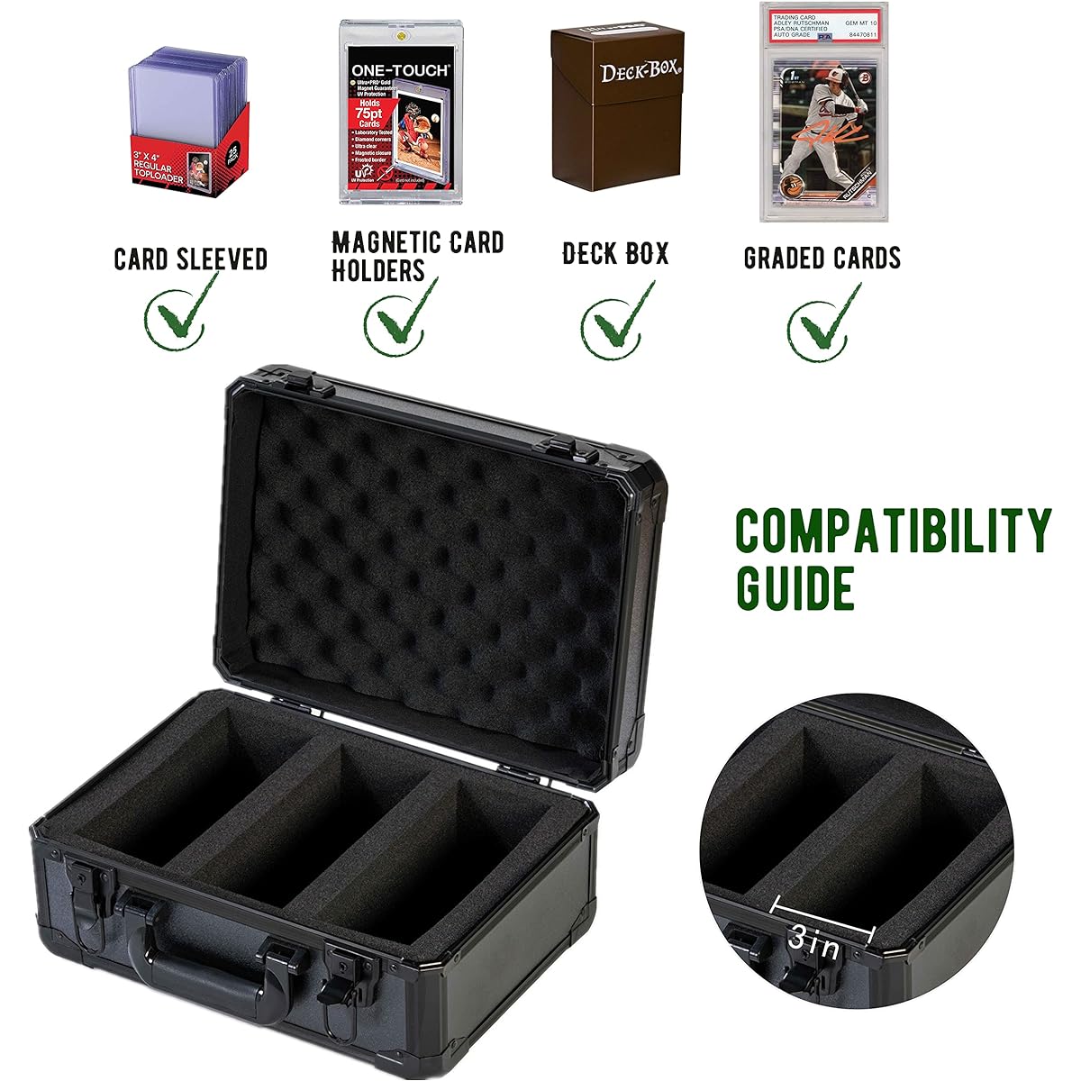 Grade Card Case Holder Deck Box Organizer Trading Card Storage Box Deck Box Card Sleeves Grading Card Top Loader Fits PSA Beckett BGS SGC CGC Boulder Box One Touch