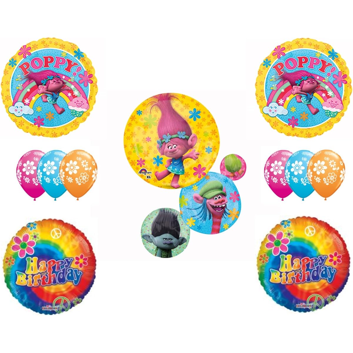 Trolls Movie Birthday Party Balloon Decorations