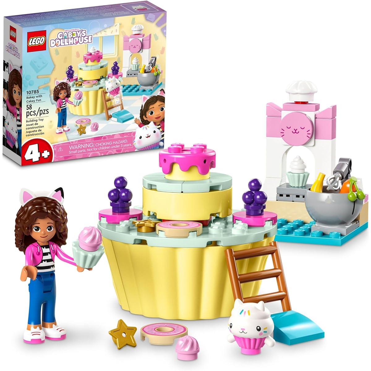 LEGO Gabby's Dollhouse Baky Cake Fun 10785 Building Toy Set for Fans of the DreamWorks Animation Series - Pretend Play Kitchen Oven Giant Cupcake Decorating - Gift for Ages 4+