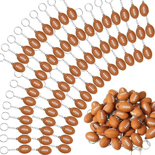 90 Pack Football Keychains for Party Favors Mini Football Stress Ball Keychains for Boys and Girls School Carnival Reward Gifts Sports Football Theme Party Goodie Bag Fillers Brown 1.18 inches, Brown, approx. 3 cm/ 1.18 inches