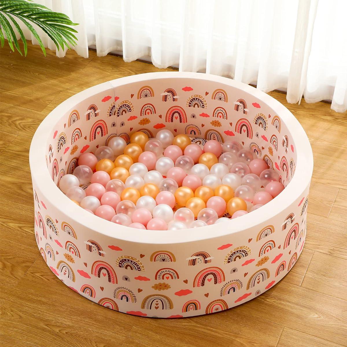 Wettarn Ball Foam Pit for Toddlers Kids Indoor Round Ball Boho Soft Round Design Removable Washable Outer Layer Easy to Clean and Install Gift for Babies Infants Indoor and Outdoor Games
