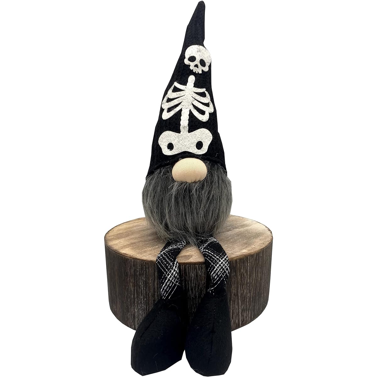 Admired By Nature ABN5D015-BLK Halloween Plush Tomte Gnome Swedish Scandinavian Style Decor Hanging Legs Shelf Sitter Nordic Gnome Home Decor Black