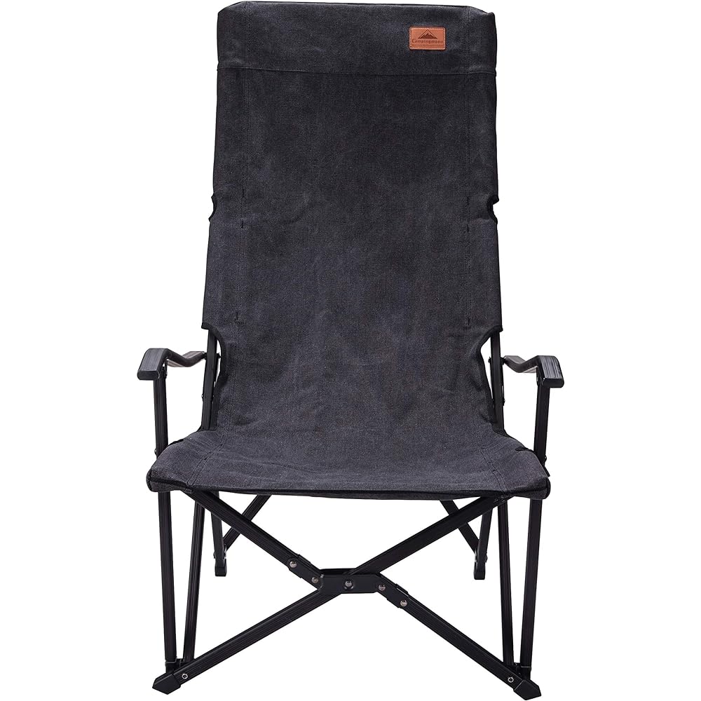 CAMPING MOON Relax Low Chair Low Style Chair Canvas Fabric Long Size Black F-1002C-BK