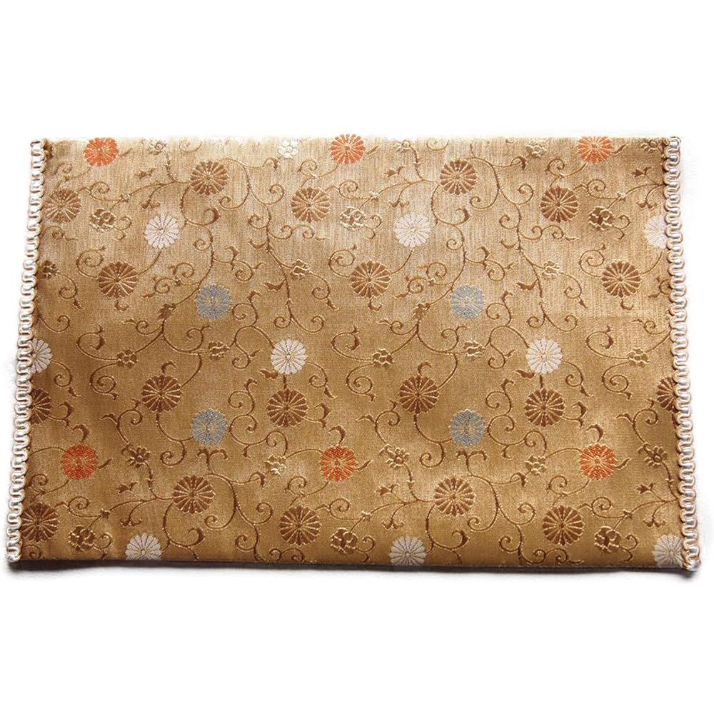 Sutra Desk Mat, Fireproof, Flame Retardant, Buddhist Altar Mat, Pressed, Sutra Desk Hanging, Sixteen Chrysanthemum Gold (No. 25: Chukyo Type (38.7 x 60cm))