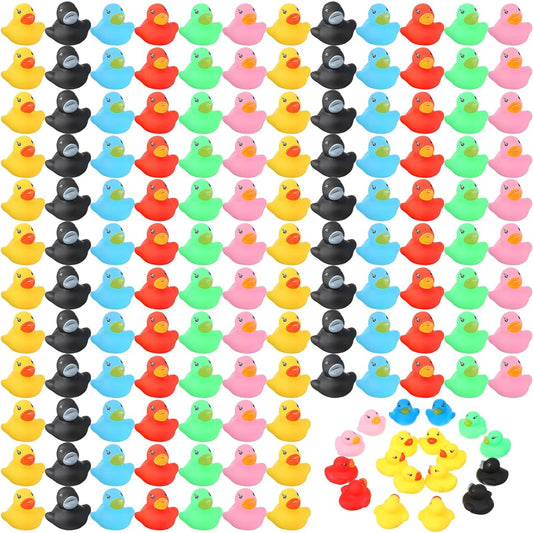 400pcs Mini Rubber Ducks, Small Rubber Ducks for Baby Shower, Tiny Rubber Ducks, Preschool Bath Toys Rubber Ducks Party Decorations Fun Squeaking Tiny Duck Pool Toys (Multicolor, 1.57 x 1.57 x 1.18 Inch)