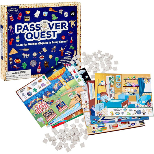 Rite Lite Passover Quest Game by Rite Passover Gifts Activity Jewish Pesach Seder Holiday Party Favors - Be the First to Find the Passover Icon in All 6 Scenes! 100 Matzah Chips Serves 1-6 Hours of Fun