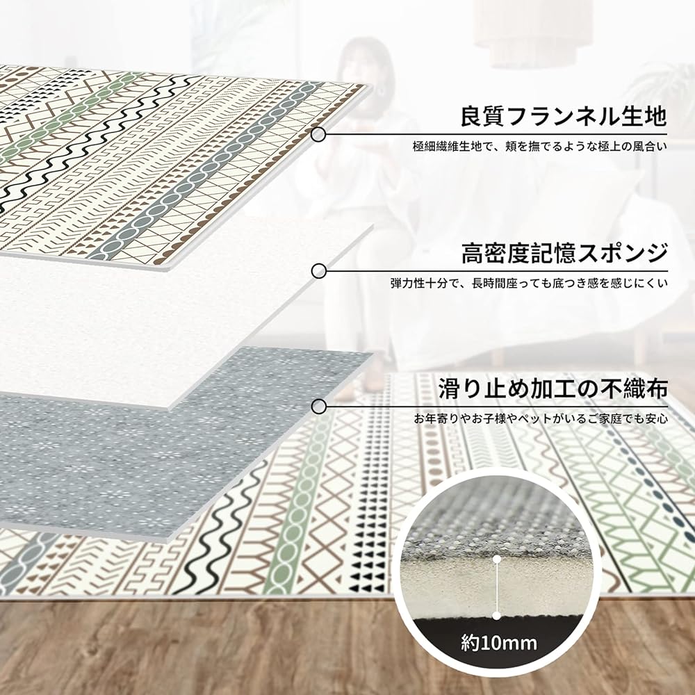 Rug Carpet Washable Rug Mat Popular: Stylish Scandinavian Rug Flannel Fluffy Thick Memory Foam Carpet All Season Center Rug Moroccan Interior Rug Living Mat Carhet Rectangular Carpet (190*240cm, Approx. 3 tatami mats, Moroccan style - A)