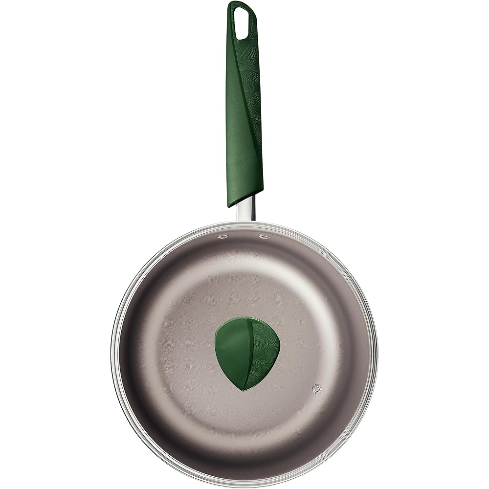 Tramontina One-handed Pot Saucepan Leaf LYF 18cm Aluminum Non-stick Fluorine Coated Glass Lid For Gas Fire Only Lightweight Non-Stick Dishwasher Safe Recycled Resin 28319/218 TRAMONTINA
