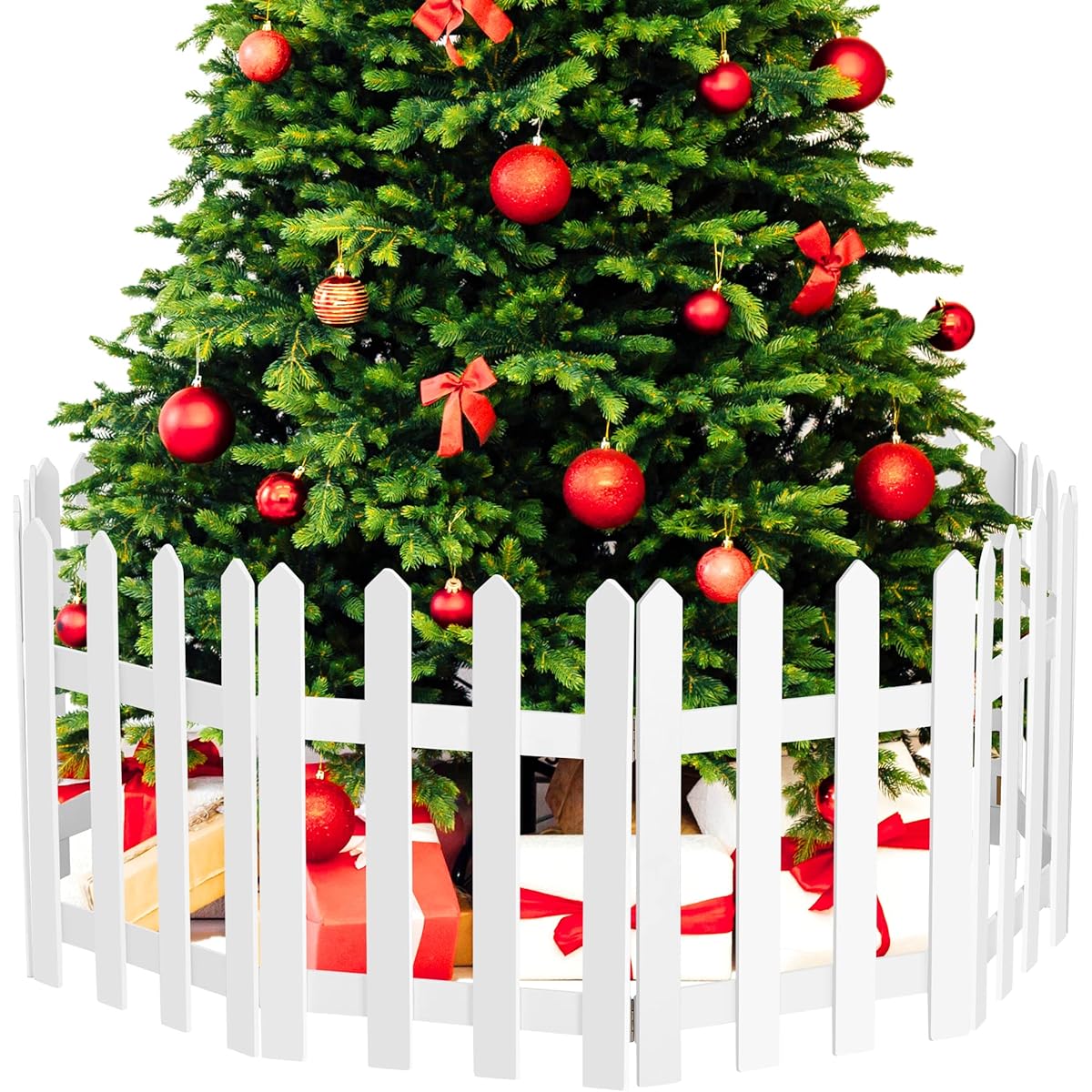RUODON Christmas Tree Fence White Wooden Picket Fence Tree Fence Christmas Wedding Party Decoration 15.7 x 12 Inch Pack of 12