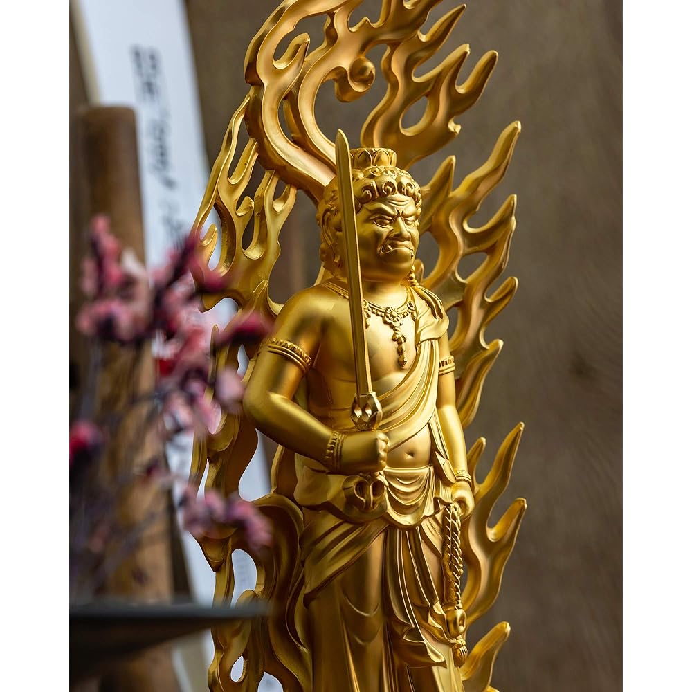 Buddha statue Fudo Myoo 21cm (gold plated/24K gold) Buddhist sculptor: Hideun Makita Original model_ (born in the year of the Rooster) Zodiac guardian main image Takaoka copperware (Fudo Myoo L)